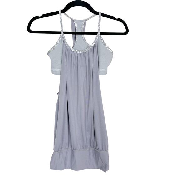 Lululemon Womens 4 No Limits Tank Top Fossil Gray Wee Stripe White Racerback - Picture 1 of 8